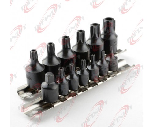 15pc 1/4" & 3/8" Drive Impact Tamper Proof Star Bit Torx Bits Set Auto Tools